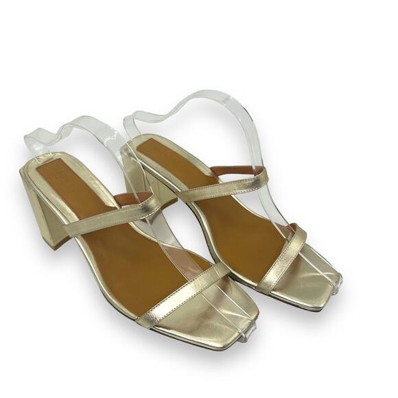 Jaggar X Revolve Square Heel in metallic Gold Size 40 Us Size 9 Strappy Sandals - Picture 3 of 16